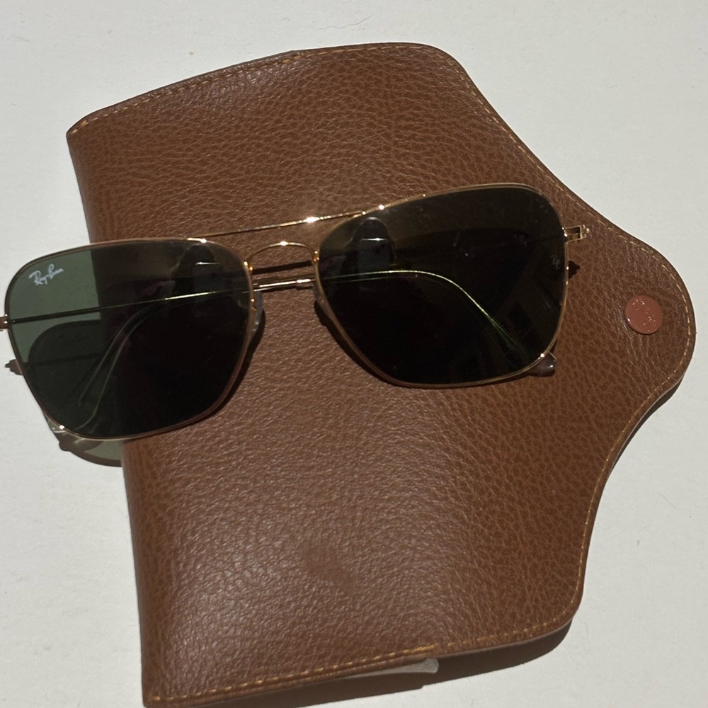 Ray-Ban Gold Frame Sunglasses with Black Lenses